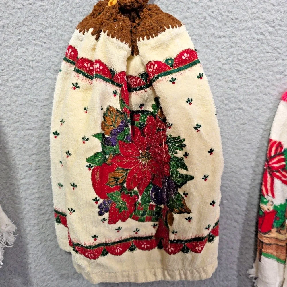 Vintage Crochet Top Cup Towels Hanging Kitchen‎ Lot Of 12 Christmas Duplicates